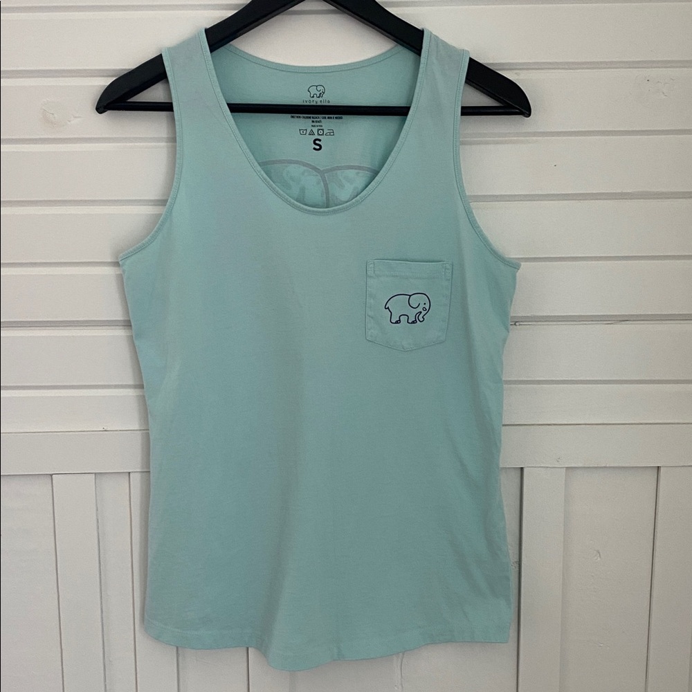 IVORY ELLA Sea Foam Green Cotton Tank Top Size Small